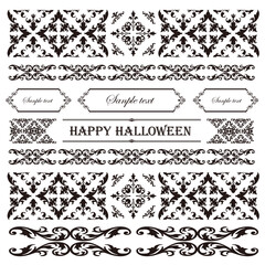 ハロウィンのフレーム素材、10月、アンティークな装飾、ビンテージな模様、植物のツタ