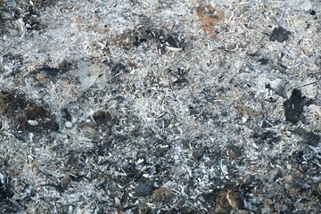 Close up dirty ash on the ground