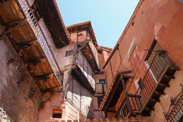 Fototapeta na wymiar Balconies in Albarracín