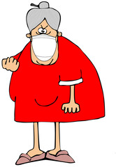 Upset old woman shaking her fist