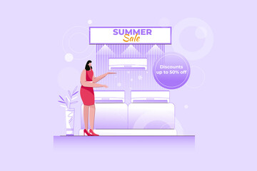 Summer Sale Announcement - Flat Vector Illustration