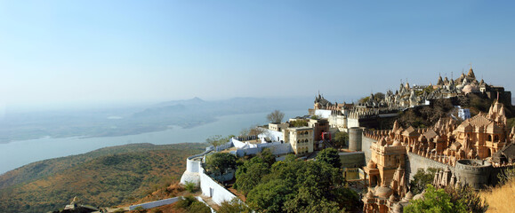 Jain temples on top of Shatrunjaya hill. Palitana (Bhavnagar district), Gujarat, India