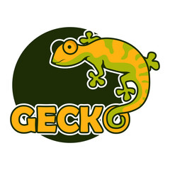 gecko lizard character isolated on white background.  vector illustration