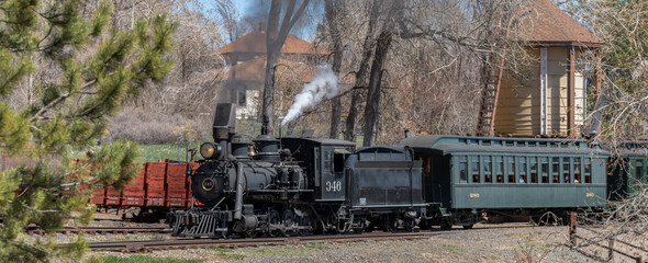 Refurbished and well maintained operating late nineteenth century steam powered locomotive with...