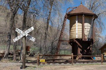 Old railroad steam era watering tank