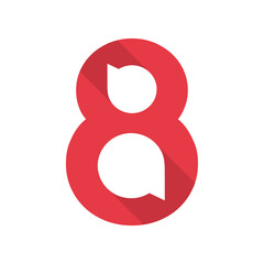 Talk logo number eight design template. Red chat logo.