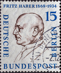 GERMANY, Berlin - CIRCA 1957: a postage stamp from Germany, Berlin showing men from the history of...