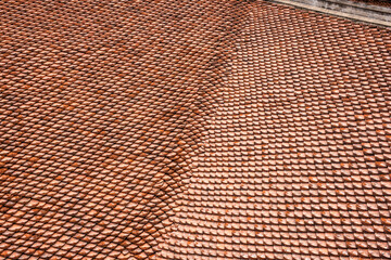 red roof tiles in a symmetrical pattern
