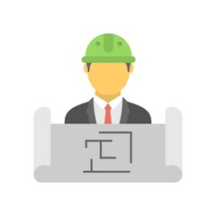 Obraz premium Architect icon illustration. Construction engineer symbol. Flat design style.