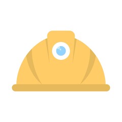 Miner helmet with lamp. Construction hard hat sign.