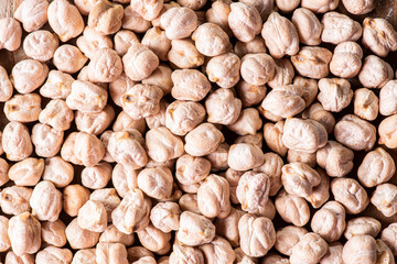Raw chickpeas grains seen up close