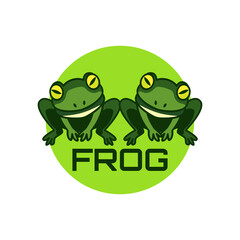 green frog logo isolated on white background. vector illustration