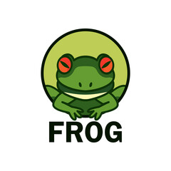 green frog logo isolated on white background. vector illustration