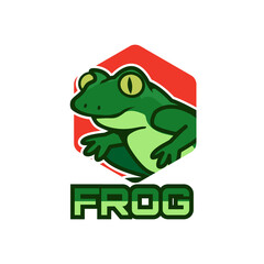 green frog logo isolated on white background. vector illustration