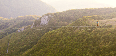 Highline in the mountains.
