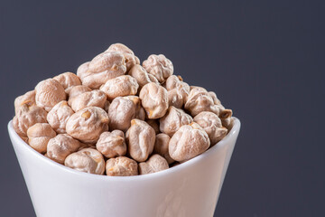 Raw chickpeas grains seen up close