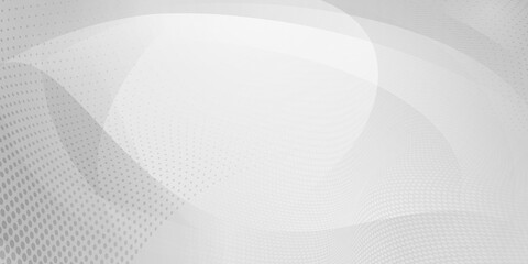 Abstract background made of halftone dots and curved lines in white and gray colors