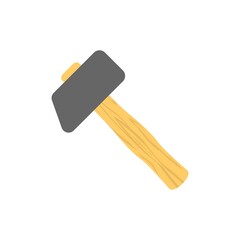 Hammer icon illustration in flat design style. Repair, construction sign.