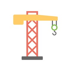 Tower crane icon illustration. Lifting crane symbol.