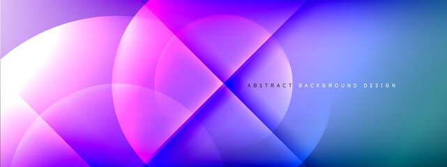 Vector abstract background - circle and cross on fluid gradient with shadows and light effects. Techno or business shiny design templates for text