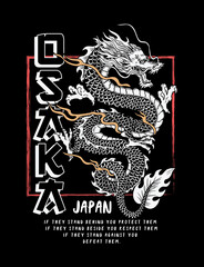 Osaka-Japan. Japanese dragon illustration. Vector graphics for t-shirt prints and other uses. © cddesign.co