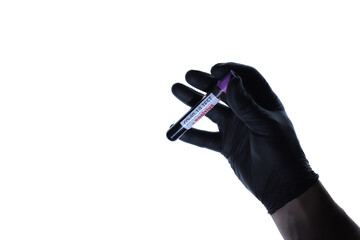 virus blood tube hand and hand shadow covid -19