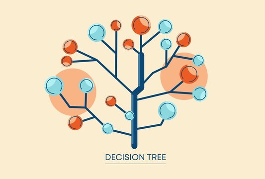Decision tree illustration. Extensive network with correct and deadlock solutions in form of thick tree concept of team management communications strategy business plan vector diagram