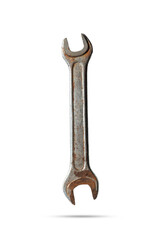  old rusty wrench isolated on a white background