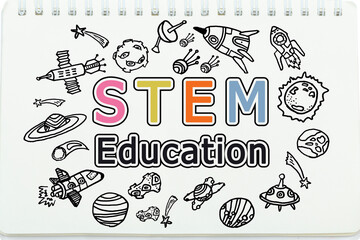 Copy space on STEM education background. STEM - science, technology, engineering and mathematics...