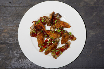 fried chicken wings high angle view