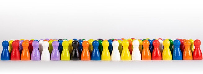 wooden figurines in several colours, panorama