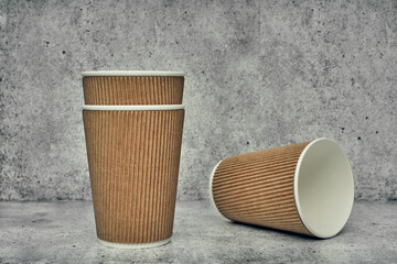 Paper cup. Recycling. Eco-friendly disposable tableware. Eco dishes