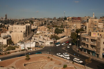 Amman Jordan - October 17 2011: City view in the capital of Jordan (Amman) - lots of houses in monochrome sand-color