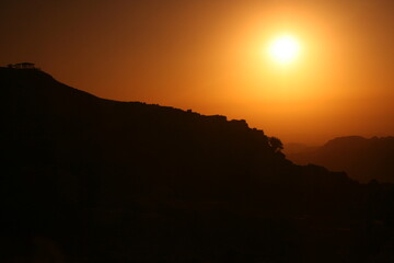 Golden sunset in the countryside of Jordan