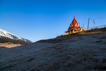 Lord Shiva temple near Himalayan Mountains in Gulmarg
