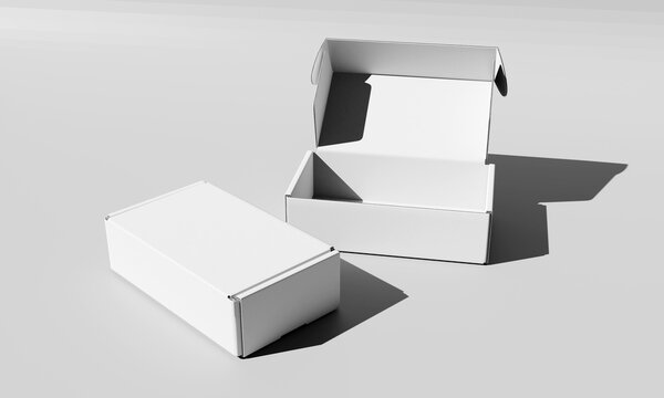 White cardboard box open and close