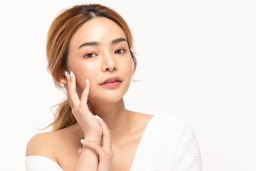 Beauty asian women portrait face with skin care healthy and skin.