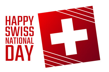 Swiss National Day. Holiday concept. Template for background, banner, card, poster with text inscription. Vector EPS10 illustration.