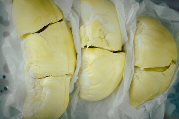 Fresh Durian fruit. Tropical seasonal fruit