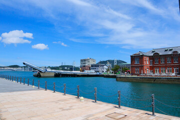 Fototapeta na wymiar blue harbour and sky in japan