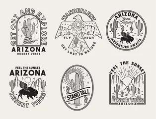 Deurstickers Set of vector Arizona desert badges. © cddesign.co