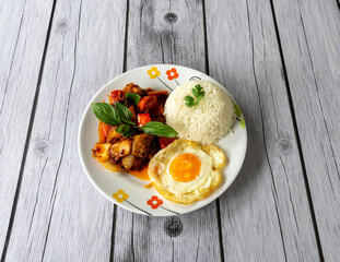 Thai Food Mixed Curries and Fried Rice 