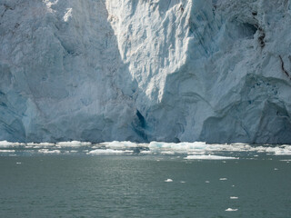 Surprise Glacier and ices floating in the sea . Prince William Sound, Alaska, USA.