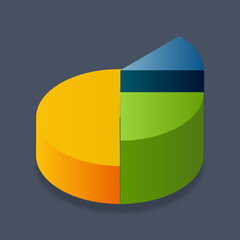 Graphic mall, Pie chart, Isometric 3D illustration.