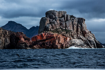 Fototapeta na wymiar East Tasmania Coastal Rocks as seen on way to Wineglass Bay