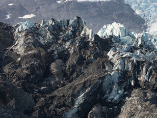 Surprise Glacier surface details from cruise ship. Prince William Sound, Alaska, USA.