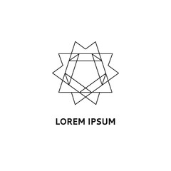 Fototapeta premium Vector template logo mark. Abstract geometric shape from a polygon lines. Stylized abstract form of the logo