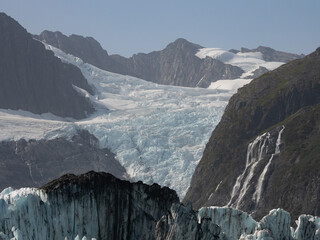 Surprise Glacier landscape view from cruise ship. Prince William Sound, Alaska, USA.