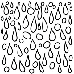 Simple linear drops on a white background. Vector water splashes in hand-drawing style. Stock abstract illustration for design and decoration.