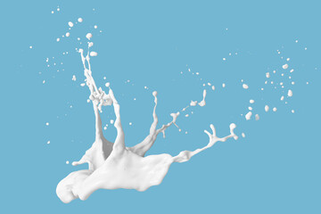 Obraz na płótnie Canvas Photo of milk or white liquid splash with drops isolated on black background. Close up view